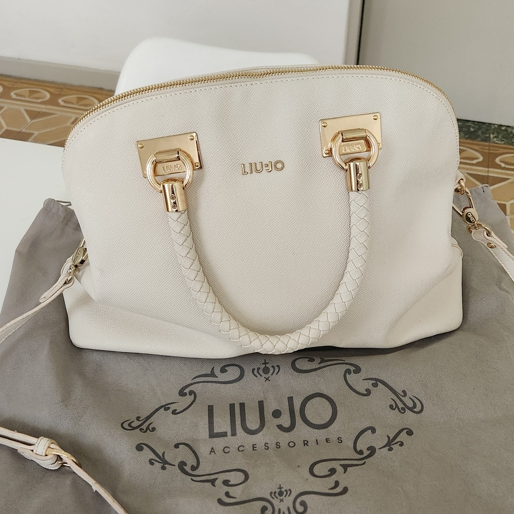Liu Jo Cream Satchel with Gold-Tone Accents